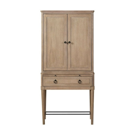 Bar Cabinet In Sand, With 175 Lb Capacity And Wine Storage Solid Wood   For Wine, Pull Out Tray