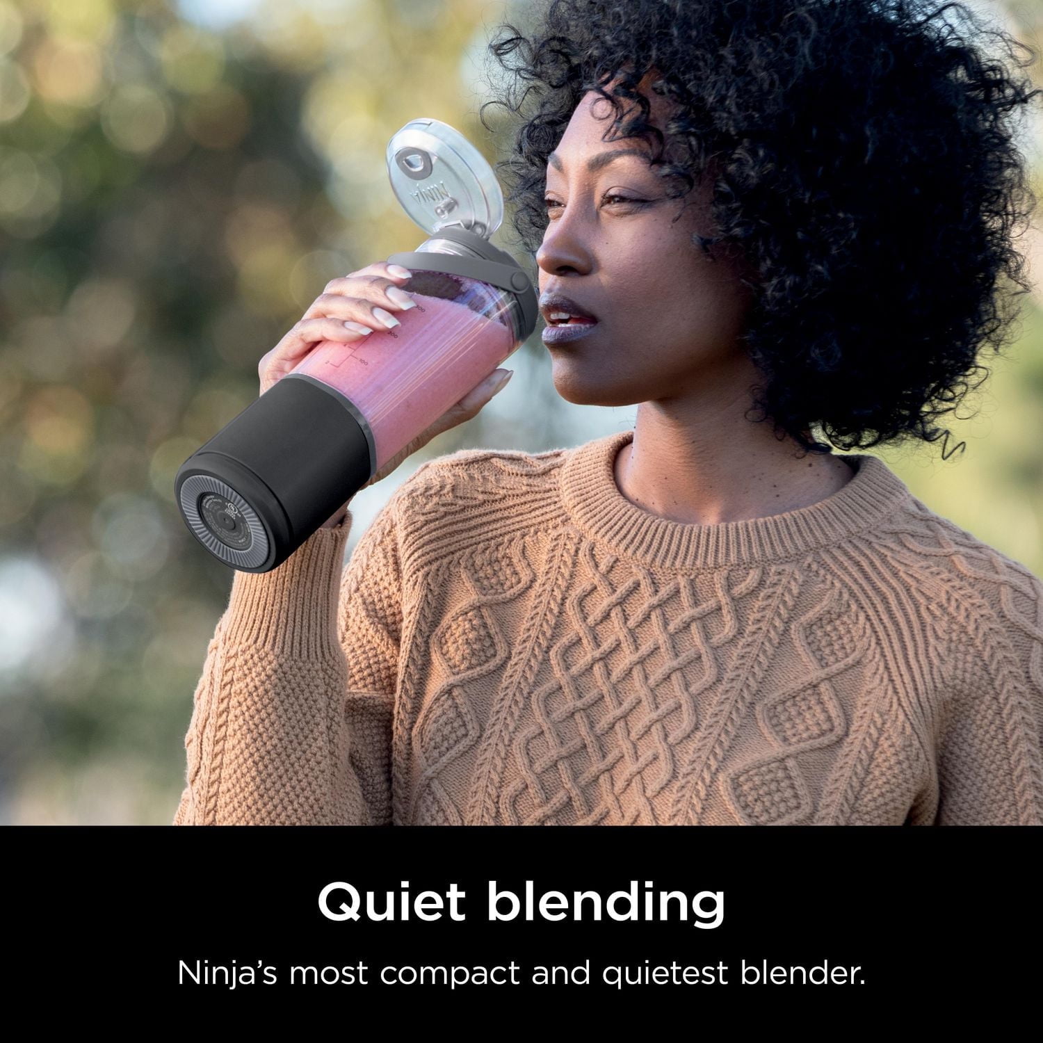 Ninja Blast 16 oz. Mélangeur portable avec couvercle anti-fuite et bec verseur facile, Noir, BC100BKC Rechargeable par USB-C