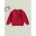 thumbnail image 4 of Suealasg Baby Boy Girl Knit Sweater Christmas Clothes Long Sleeve Deer Bow Embroidery Chunky Pullover Sweater 6M 1T 2T 3T Toddler Boy Girl Fall Winter Warm Sweater, 4 of 6