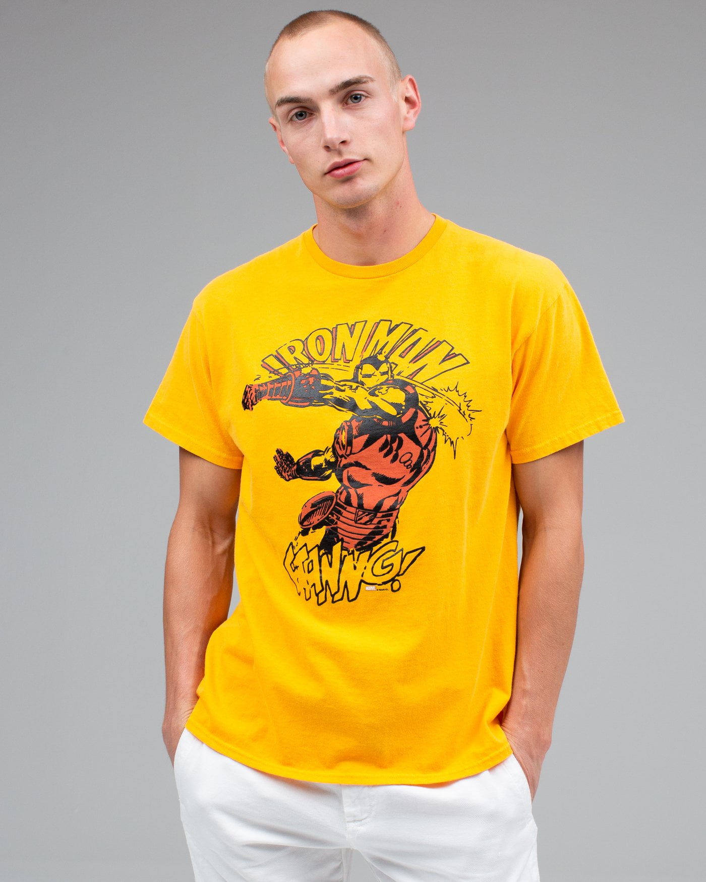 Junk Food Mens Iron Man Cotton Graphic Graphic T-Shirt Orange L