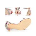 thumbnail image 2 of BLISSFUL STEP Rhines Straps Floral Print Ankle Strap Stiletto Heel Sandals for Women Pink 6, 2 of 6