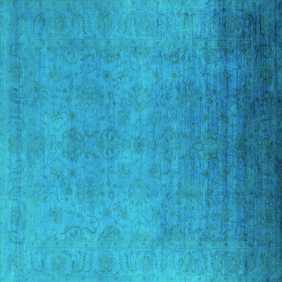 Ahgly Company Indoor Square Persian Turquoise Blue Bohemian Area Rugs, 4' Square