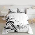 thumbnail image 2 of Homewish Black Musical Note Queen Comforter Set, Modern Pop Music Bedding Sets, Teens Kids Boys Girls Reversible Bedding Comforter Set, Luxury Bedroom Decor, 3pcs, 2 of 8