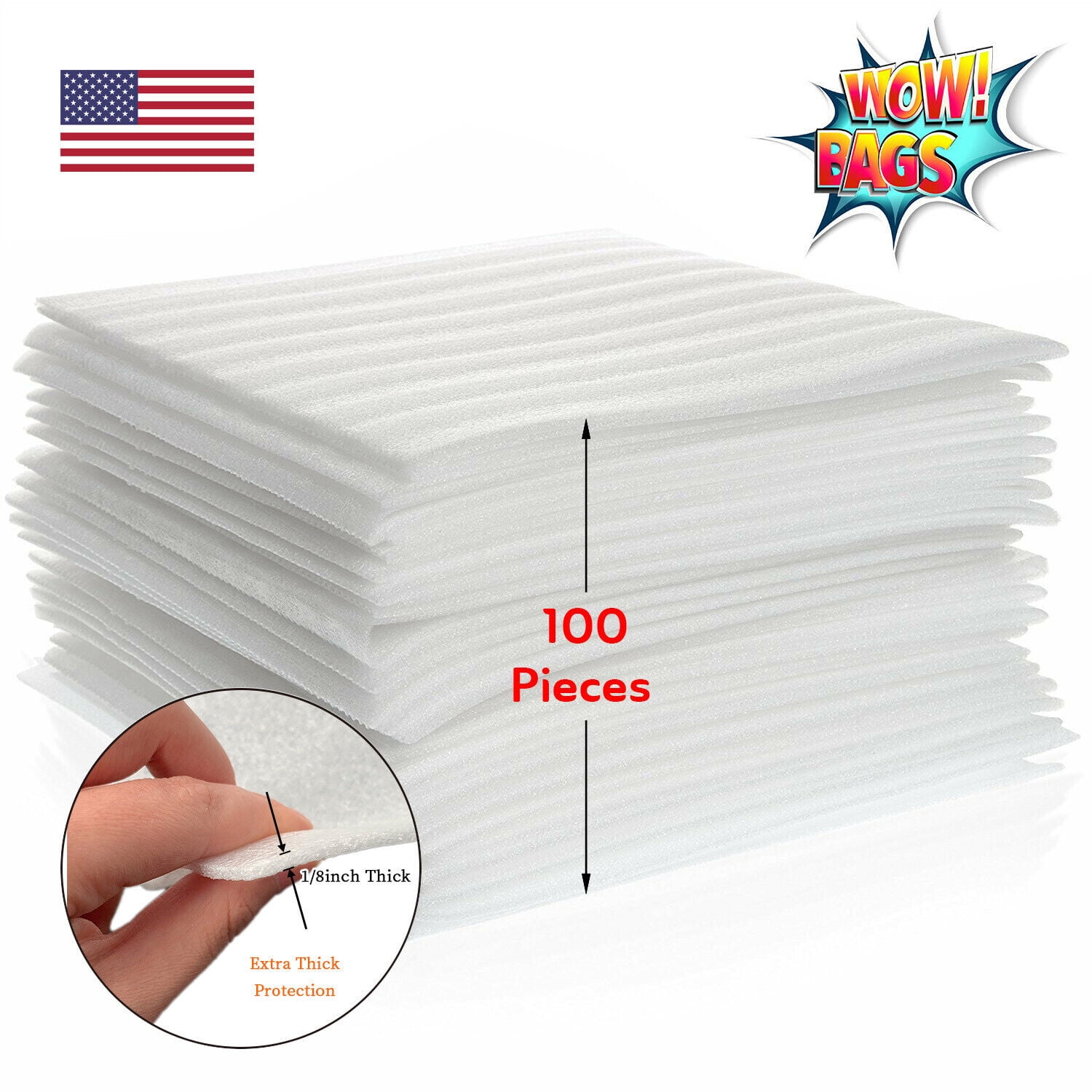 100 Pcs Cushion Foam Pouches & Foam Sheets, Dveda 12x12 Packing Foam Pouches, Cushion Wrap Sheets Moving Supplies, for Packing Moving Shipping and
