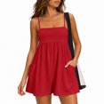 thumbnail image 3 of Carlikeit Women's Summer Romper Dress with Shorts Underneath Spaghetti Strap Sleeveless Wide Leg Jumpsuit, 3 of 10
