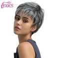 thumbnail image 2 of Short Gray  Wavy Synthetic Wig With Side Swept Bangs, (and Other Styles) For Women & Girls, 2 of 24