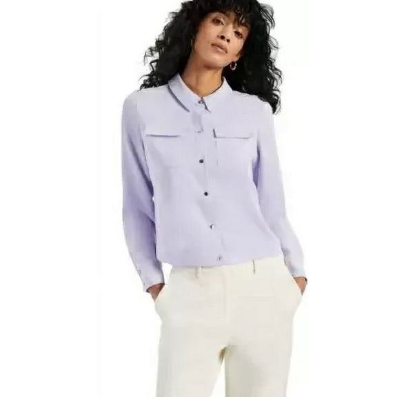 Alfani LILAC Women's Pocket Button-Front Top, US X-Small