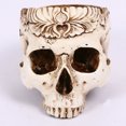 thumbnail image 4 of Cráneo humano realista Resina Halloween Candy Bowl Maceta Plato Estatua Escultura Esqueleto, 7.68 pulgadas, floral tallado JAMW Sencillez, 4 of 5