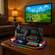 Charging Dock & Storage Station for Nintendo Switch 2 - Charges 2 Joy-Cons and 1 Nintendo Switch 2 Pro Controller, 12 Game Slots, RGB- Black