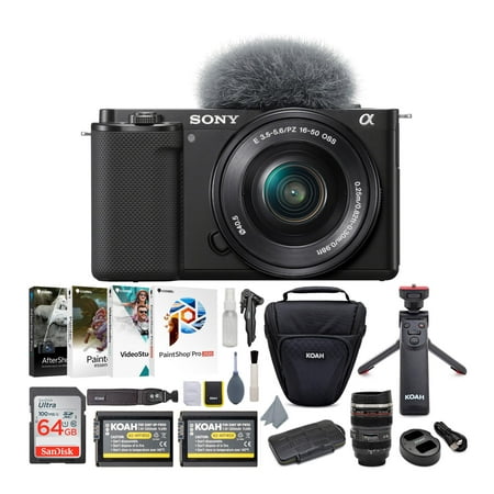Sony Alpha ZV-E10 APS-C Vlog Camera with Lens (Black) Content Creator's Bundle