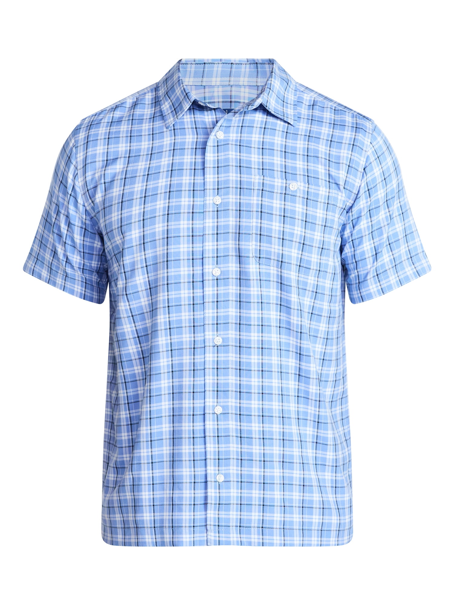George Men's & Big Men's Regular Fit Microfiber Button-Up Shirt with Short Sleeves, Sizes XS-5XL