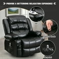thumbnail image 4 of HSUNNS Swivel Recliner Chair for Adults, Living Room PU Leather Recliner Chair with Massage and Heat, Single Sofa with USB Port, 2 Cup Holder, Side and Front Pocket, Black, 4 of 9
