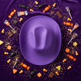 thumbnail image 4 of IYYVV Halloween Western Cowboy Hat, Adjustable Felt Costume Hat For Men Women Kids, Party Favors & Accessories Purple, 4 of 9