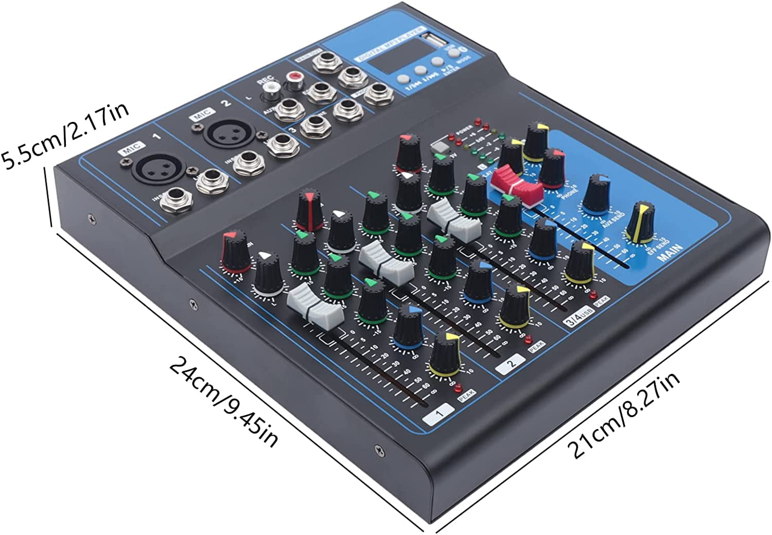 Anqidi Professional 4 Channel Digital USB Audio Interface Bluetooth Studio DJ KTV Mixer Sound Board Console 110V