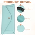 thumbnail image 3 of Funda de gafas de cuero con botón y paño de limpieza para hombres y mujeres, estuches para gafas de sol (azul claro), 3 of 6