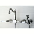 thumbnail image 2 of Kingston Brass KS1268PLBS Heritage Wall Mount Bridge Kitchen Faucet with Brass Sprayer, Brushed Nickel, 2 of 5