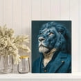 thumbnail image 2 of Elegant Lion in Blue Suit Canvas Painting, Quirky Sophisticated Animal Art, Modern Home Decor, 2 of 8