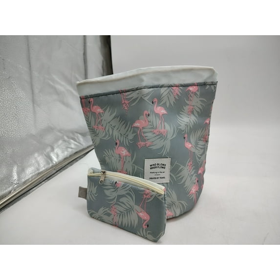 Open Box LA-SANTEE' CYLINDER MAKEUP ORGANIZER AND TRAVEL BAG - GRAY