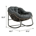 thumbnail image 7 of Ergonomic Papasan Chair, Outdoor Rattan Rocking Chair with Thick Round Cushion and Steel Frame, Egg Recliner Chairs for Front Porch, Living Room, Patio, Garden,  Grey, 7 of 7