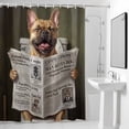 thumbnail image 2 of Funny Dog Puppy Shower Curtain, Cute French Bulldog Cartoon Newspaper Toilet Waterproof Shower Curtain Set with 12 Hooks Lightweight Bath Curtains Fabric Bathroom Decor 72x84 Inches, 2 of 9