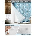 thumbnail image 3 of No Hook Cloth Fabric Shower Curtain with Snap in Liner, Light Blue White Flowers Waterproof Shower Curtains Set with See Through Top Window, Rustic Vintage Botanical Leaves Bath Curtains 72"x96", 3 of 6