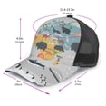 thumbnail image 3 of Picia The World Map with Cartoon Animals Pattern Trucker Hat,Baseball Cap,Sun Protection Cap,Stylish Headwear,Leisure Cap,Outdoor Sports Cap, 3 of 7