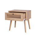 thumbnail image 2 of TOPLIVING Bur&oacute; para Rec&aacute;mara o Mesa Auxiliar para Sala con Caj&oacute;n Espacioso Elegante, Mesa de Noche Moderna de MDF con Detalles en Vidrio Estriado Color Caf&eacute;, 2 of 9