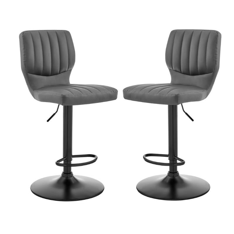 Home Square Adjustable Gray Faux Leather Swivel Bar Stool Set of 2