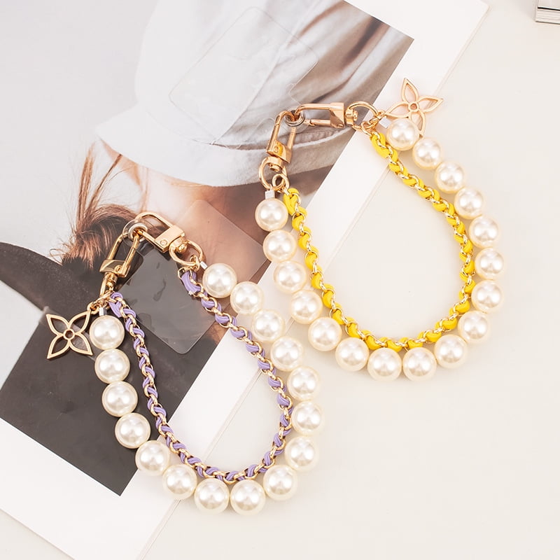 NS Style Short Woven Pearl Phone Lanyard - New Creative Beaded Phone Strap