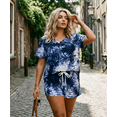 thumbnail image 3 of CASSIE LIZ Plus Size 2 Piece Short Sets for Women V Neck Tie Dye Short Sleeve Top and Shorts Set with Drawstring Casual Loungewear Travel Vacation Outfits with Pockets XL-5XL, 3 of 7