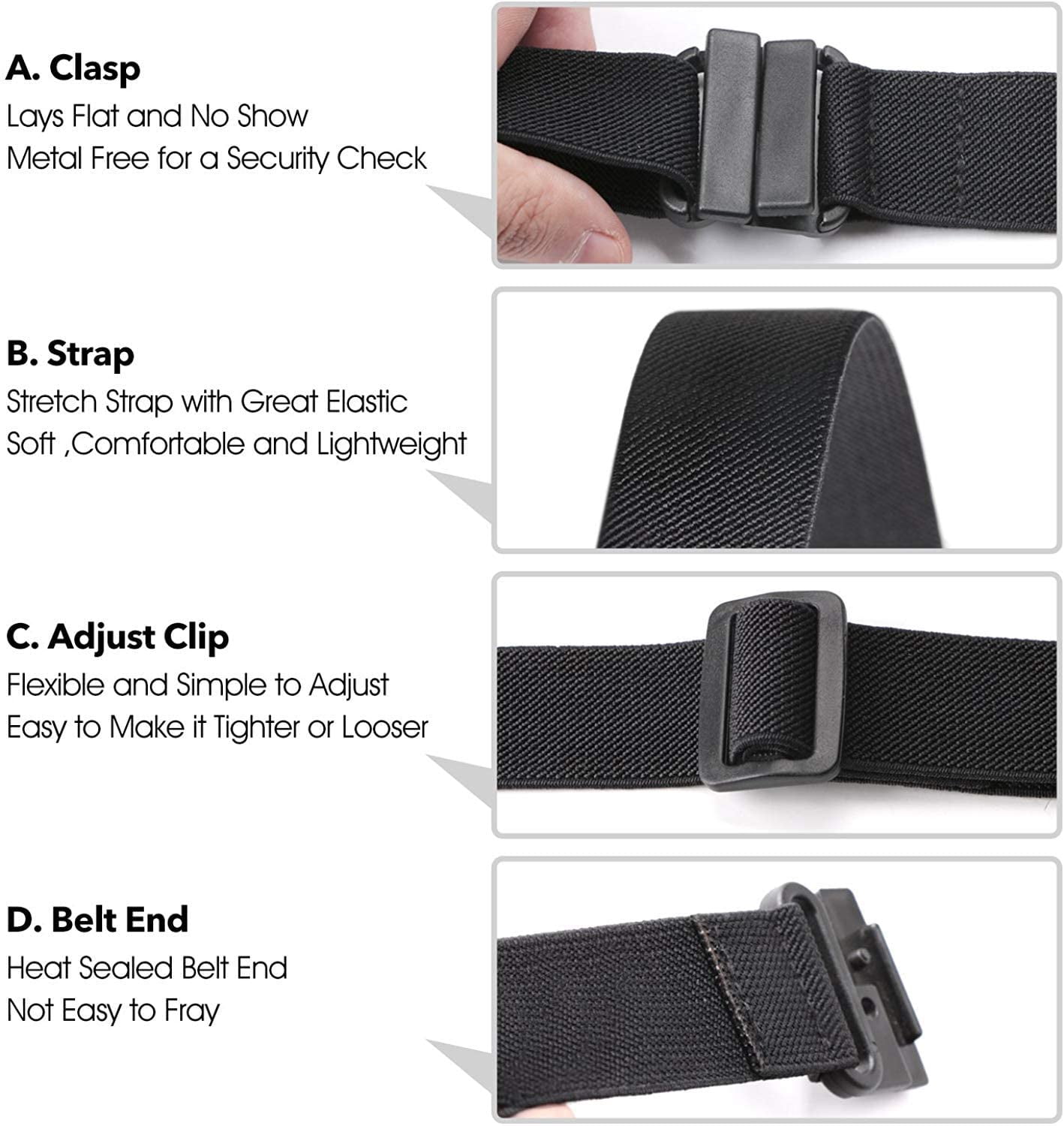 Invisible Women Stretch Belt No Show Elastic Web Strap Belt  display picture 1