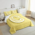 thumbnail image 5 of Feelyou Yellow Bowknot Bedding Queen Comforter Set, Initial Letter C Down Comforter, Cartoon Monogrammed Reversible Comforters & Duvets, Breathable Bedroom Decorative, 3pcs, 5 of 8