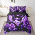 thumbnail image 2 of Castle Fairy Purple Butterfly Girl Twin Bedding Sets,Floral Rose Bedding Comforter Set, 2 of 8