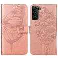 thumbnail image 2 of PU Leather Wallet Case for Samsung Galaxy S22 Plus 6.6 Inch, Butterfly Flower Pattern Soft TPU Wrist Strap Shockproof Flip Cover with Card Slots Magnetic Clasp Stand Bracket Folio Phone Case,Rosegold, 2 of 10