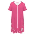 thumbnail image 5 of HUJlwoi Christmas Robes for Women Printed Short Sleeve Nightgowns with Pockets Zipper Front Bathrobes Loose Housecoat, 5 of 7