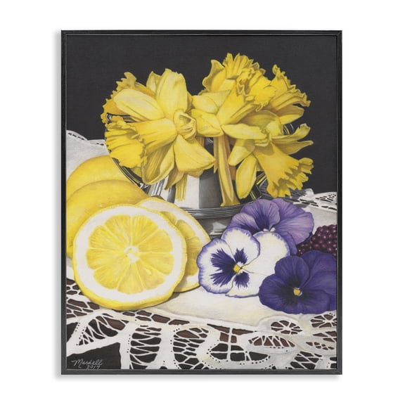 Stupell Industries Traditional Daffodils & Lemons Still Life Black Framed Giclee Art, 11 x 14, by Mardell Schuster