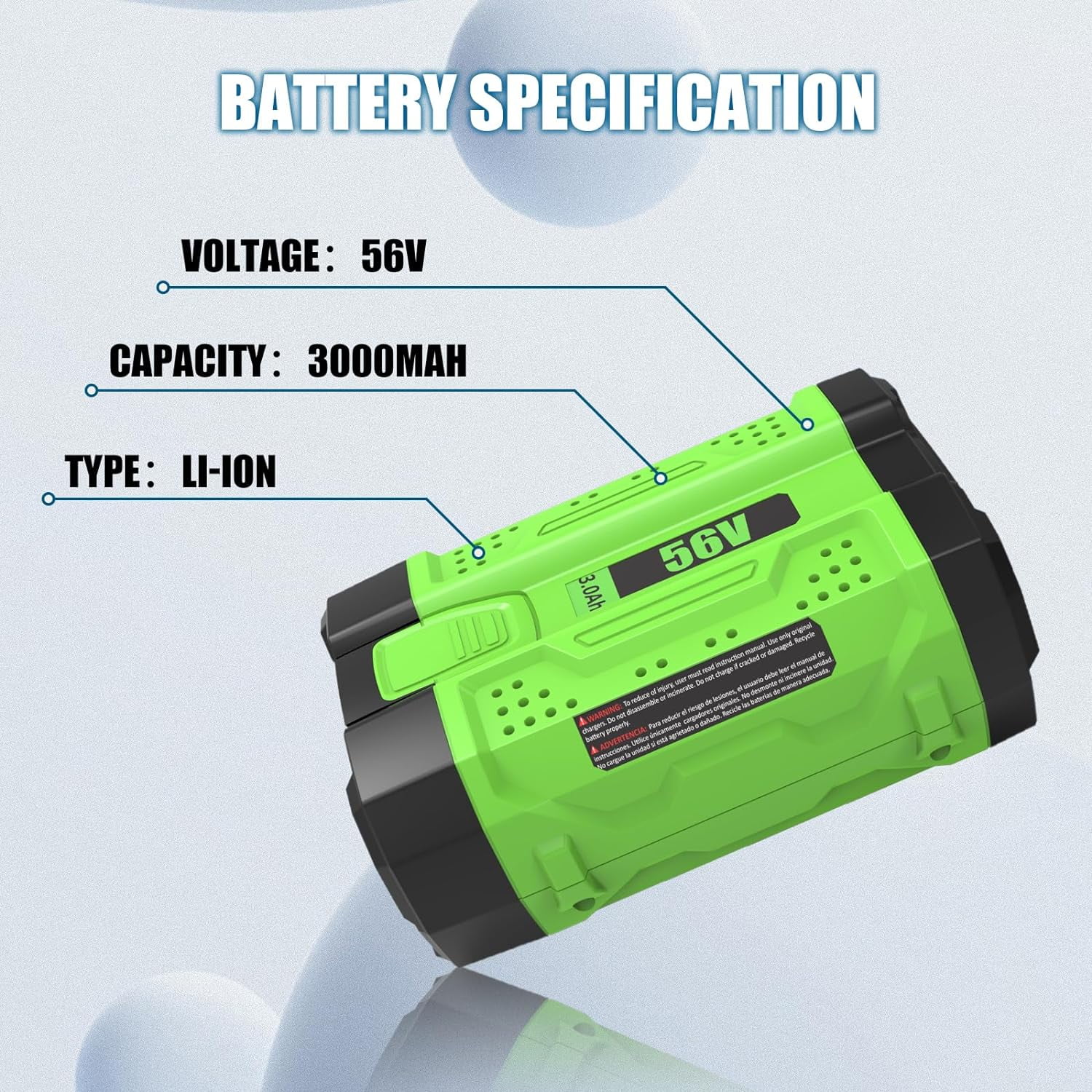 56V 3.0Ah Replacement for EGO Battery 56 Volt Lithium-Ion Battery BA2800T BA4200T BA1400 BA1400T