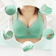 thumbnail image 4 of YWDJ Bras for Women Plus Size Push up Back Closures Comfortable Bras Wirefree Bras Wide Strap Full Coverage Wrap Sleep Bras Padded Plus Size Comfy Bras Comfy Bras Green 38, 4 of 5