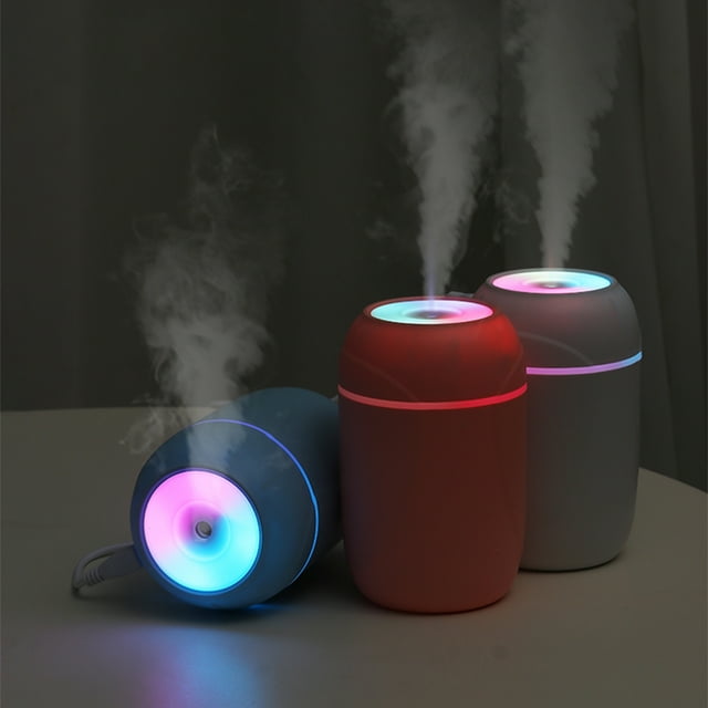 Fiudx Humidificador Portátil de Escritorio, con Vapor Frío, Luz Led Nocturna Colorida, Alimentación Por Usb, Funcionamiento Silencioso, Ideal para Oficina, Dormitorio y Viajes, Capacidad de 300 Ml, T
