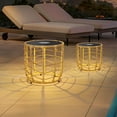 thumbnail image 3 of Outdoor Modern End Tables, Side Table Built-in Solar Lights Set of 2 for Patio, Porch, Garden, 3 of 7