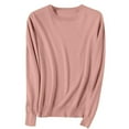 thumbnail image 3 of Divhosrg Women's Lightweight Soft Petite Crewneck Lightweight Solid Plain Sweaters Fall Winter Pullover Jumper Tops Light pink M, 3 of 5