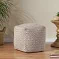 thumbnail image 2 of Noble House Boven Cotton Cube Pouf, Brown, Beige, 2 of 7