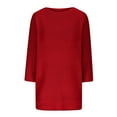 thumbnail image 5 of Virmaxy Sweaters For Women Boat Neck 3/4 Sleeve Classy Knitted Sweater Solid Color Pullover Loose Fit Cable Jumper Casual Fall Winter Outfits Sweaters Tops Red M, 5 of 6