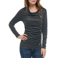 thumbnail image 3 of MODA NOVA Junior's Cowl Neck Long Sleeves Buttons Decor Ruched Top, 3 of 6