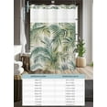 thumbnail image 6 of No Hook Cloth Fabric Shower Curtain with Snap in Liner, Palm Leaf Waterproof Shower Curtains Set with See Through Top Window, Green Tropical Plant Summer Botanical Bath Curtains Shower 72"x78", 6 of 6