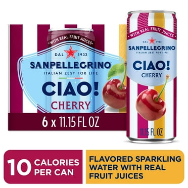 Sanpellegrino CIAO Cherry Sparkling Flavored Water with Real Fruit Juices, 6 Pack