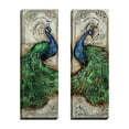 thumbnail image 2 of Contemporary Green and Blue Peacock Panel Set by Tre Sorelle Studios; 2-12x36in Canvas Posters, 2 of 4