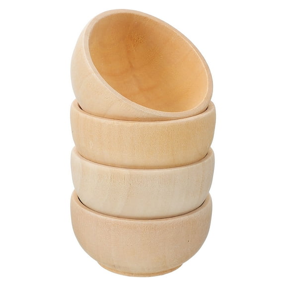 Soimiss 4pcs Unfinished Wood Bowls Natural Light Yellow Craft Projects for DIY Enthusiasts