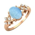 thumbnail image 2 of 925 Silver Rose Plated 8X6 MM Oval Shape Larimar Women Mother's Day Gift Ring, 2 of 4