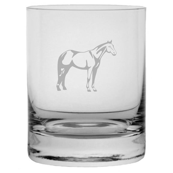 Hanoverian Body Horse Themed Etched 10.25oz Crystal Rocks Whisky Glass